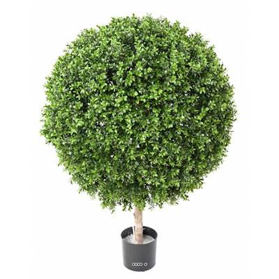 Buis artificiel sur tronc en pot pour extérieur anti-UV H 105 cm D 90 cm