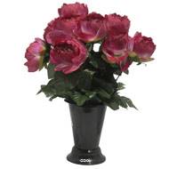 Pot Cone pour le cimetière de fleurs artificielles de Pivoines Rose fushia pour la Toussaint