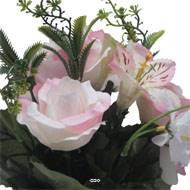 Pot Boule Béton pour Tombe de Rose, Alstromeria, et Orchidées Rose artificiels - Toussaint