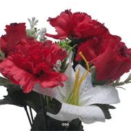 Pot pour Tombe d'œillet, Lys tigré et mini fleurs Rouge artificiels - Toussaint