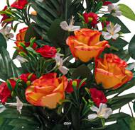 Vasque de Roses fleurs artificielles pour le cimetière H 50 cm D 35 cm Orange