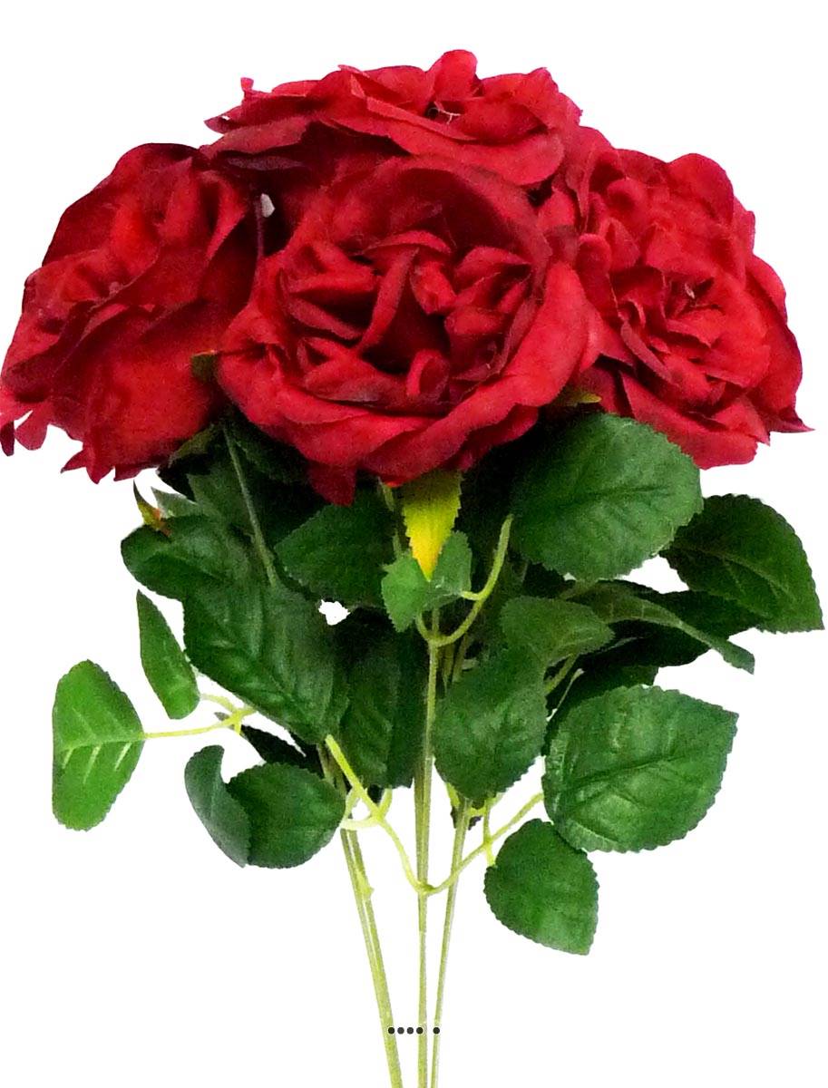 Bouquet de 7 Roses artificielles en piquet et feuillage Hauteur 42 cm du  site artificielles.com