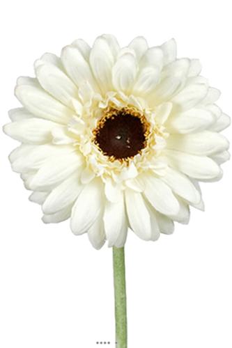 Gerbera artificiel H 55 cm D 10 cm superbe tête tissu Crème