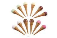 Glace assortie en cornet en lot de 12 en Plastique soufflé H 120x40 mm
