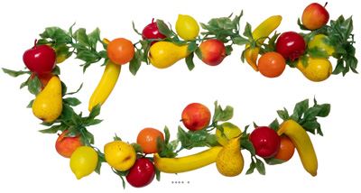 Guirlande de 28 Fruits Assortis Artificiels 2 m D 20 cm – Répliques en Plastique Soufflé