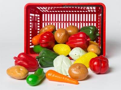 Panier de 27 légumes artificiels assortis en Plastique soufflé