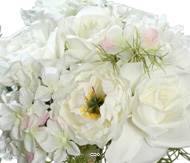 Bouquet de Roses et Hortensias artificielles 9 têtes D20 cm Crème