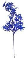 Branche de feuilles de Papaye factice H35cm plastique ext Bleu royal