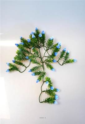 Chute de mini pomme de pin factice PE 5 ramures L45cm Bleu royal