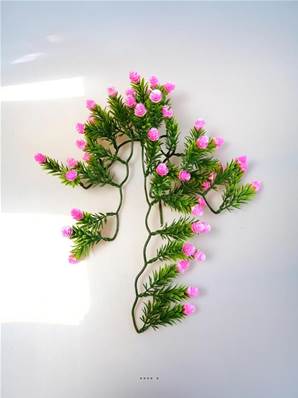 Chute de mini pomme de pin factice PE 5 ramures L45cm Rose soutenu
