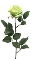 Rose factice Paris H64cm tête de D9cm 12 feuilles tissu Vert été -BEST
