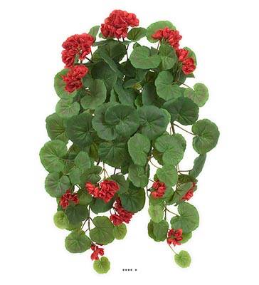 Géranium artificiel en fleurs retombant, en pot, L 50 cm Rouge