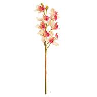 Superbe orchidée artificielle en tige H 85 cm 9 fleurons rose-crème