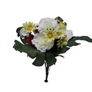 Bouquet de fleurs artificielles roses, oeillets et marguerites H 43 cm Rouge-blanc