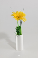 Composition Coupe Gerberas Artificiels vase porcelaine H 26 CM