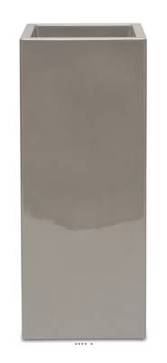 Bac fibres de verre robuste et revêtement gelcoat qualité marine 42 x 42 cm H 75 cm Ext. carré haut gris clair
