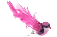 Oiseaux artificiels x 2 fuchsia 12 x 3.8cm sur pince