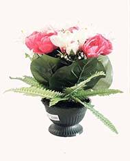 Fleurs artificielles pour cimetière coupe pivoines, lys et gerberas H45cm D45cm Rose
