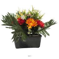 Jardinière fleurs artificielles pour les tombes gerbera et Mini fleurs Rouge
