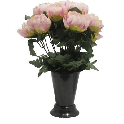 Pot Cone pour le cimetière de fleurs artificielles de Pivoines Rose calme pour la Toussaint