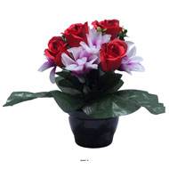 Pot pour Tombe de rose et Orchidée Rouge-blanc artificiels - Toussaint 