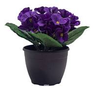 Pot de Violettes fleurs artificielles pour le cimetière H 20 cm D 20 cm Pourpre