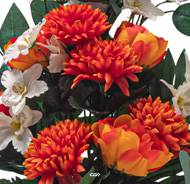 Jardinière Béton de renocules fleurs artificielles pour le cimetière H 50 cm Lg 44 cm Orange