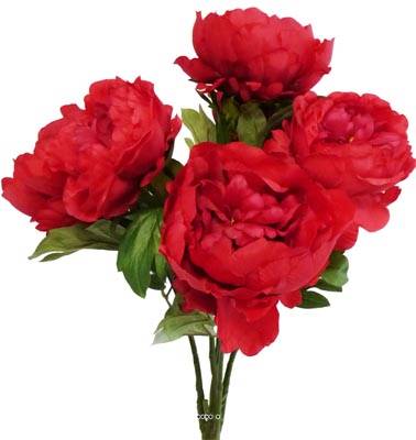 Bouquet de Pivoines artificielles 7 têtes Hauteur 55 cm Rouge
