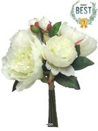 Bouquet de Pivoines artificielles, 8 têtes, D28cm, H34cm, Crème - BEST