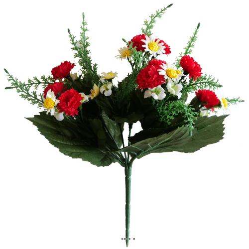 Bouquet de Marguerites et mini oeillets artificiels H28cm Top Rouge