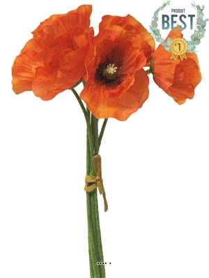 Bouquet de Pavot artificiel, H 29 cm Orange - BEST