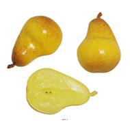 Lot de 3 Demi Poires Comice Artificielles - Fruits Factices Plastique Soufflé Réalistes L 102 mm