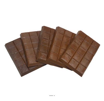 Tablette de chocolat au lait artificiel  X5  H 95x65 mm en Plastique soufflé