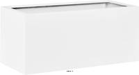 Bac fibres de verre et plastique renforcé Long 60 cm x 15 cm H 15 cm Ext. jardinière blanc mat