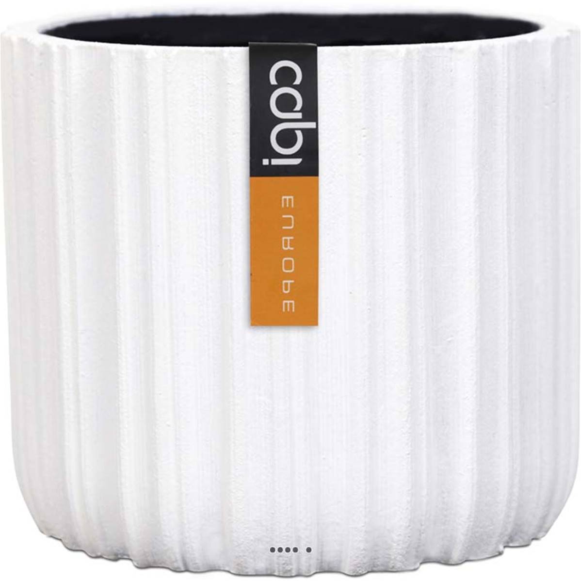 Pot polyester eggpot stries H 12,5 cm, Ø 14 cm, Blanc