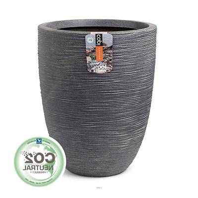 Pot bullet bas élégant en plastique recyclé très résistant H 46 cm D 34 cm Gris anthracite