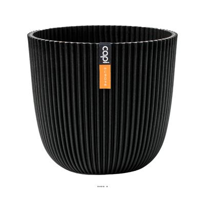 Pot boule Groove en matières recyclées H 12cm Noir