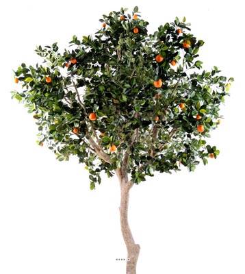Oranger factice H280cm tronc naturel en pot avec Oranges L180cm