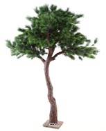 Pin arbre artificiel H 280 cm Tronc fibre de verre Feuillage Plastique L 230 cm sur platine