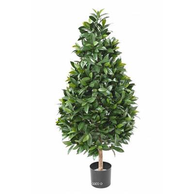 Laurier artificiel sur tronc pour extérieur forme cône H 130 cm L 50 cm