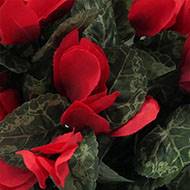 Vasque de fleurs artificielles cimetière cyclamens Rouge