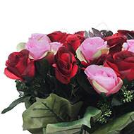 Jardinière funéraire fleurs artificielles cimetière boutons de roses Rouge