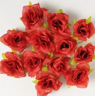 têtes de rose Artificielle X 12 Rouge Cerise D 6 cm pour Boule de rose