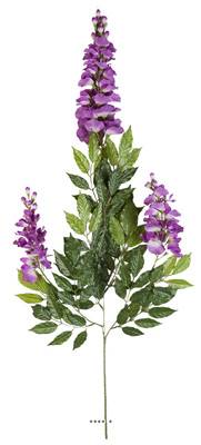 Branche de Glycine artificielle Mauve H 85 cm 81 feuilles 3 fleurs