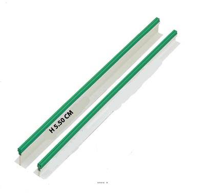 Separateur plastique socle blanc H 5,5 cm avec frise verte L 75 cm