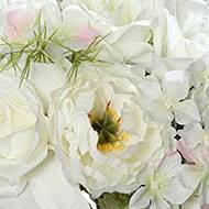 Bouquet de Roses et Hortensias artificielles 9 têtes D20 cm Crème