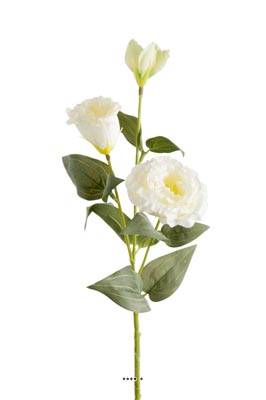 Lisianthus artificiel en tige H70cm D18cm 3 fleurs haut de gamme Crème