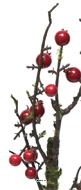 Branche de baies rouges artificielles H 50 cm avec mousse, superbe
