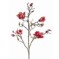 Branche de magnolia artificiel 4 fleurs 22 boutons H 107 cm Rose fushia