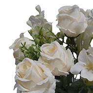 Bouquet de mini fleurs artificielles et roses H 33 cm Blanc neige